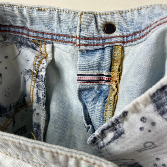 ANTHRO PILCRO And The Letterpress Hyphen Distressed Light Wash Boyfriend Jeans - Picture 12 of 14